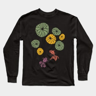 Water lily foliage and goldfish zen style Long Sleeve T-Shirt